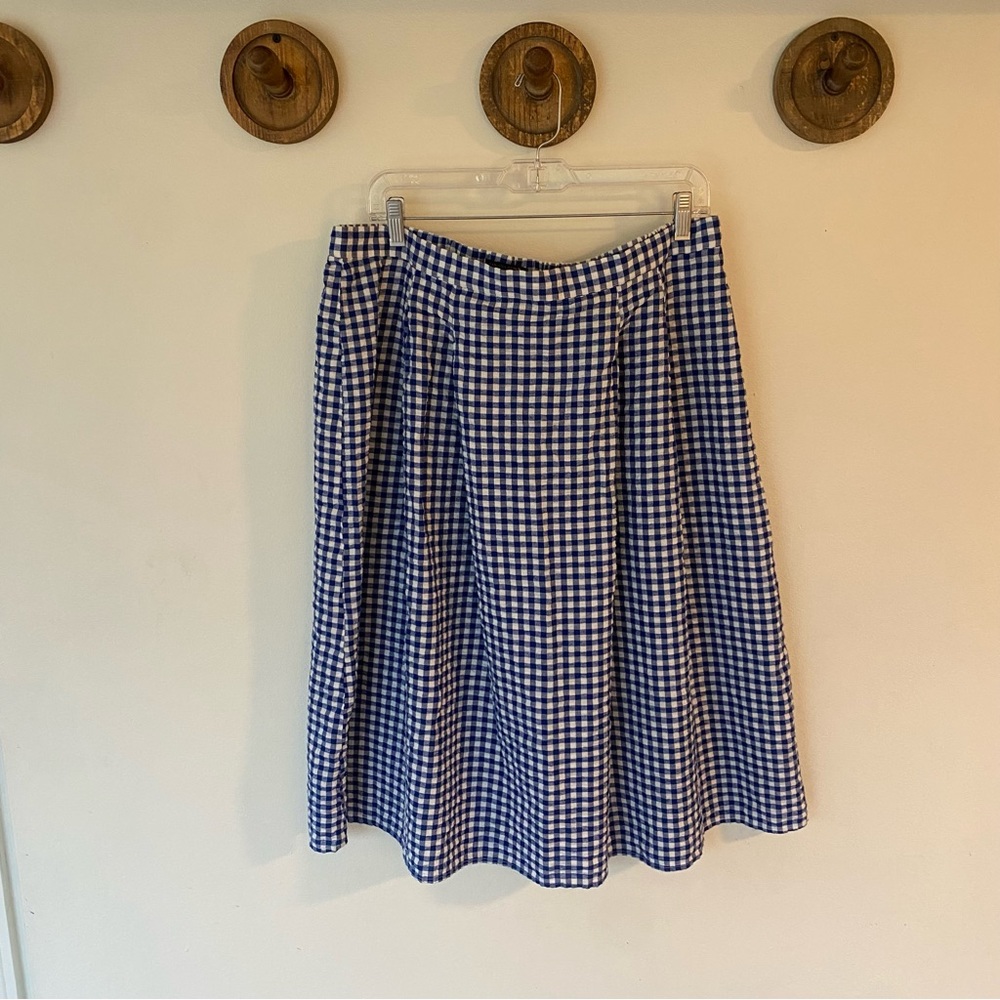 Banana Republic blue gingham pleated midi skirt size XL